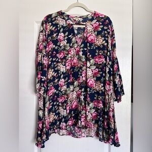 Umgee Floral Open-Front Cardigan